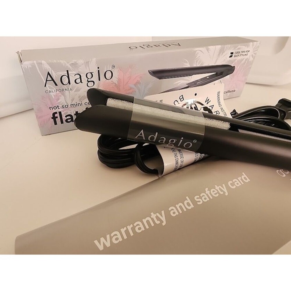 Adagio California Not So Mini Ceramic Flat Iron All Hair Types Travel Compact